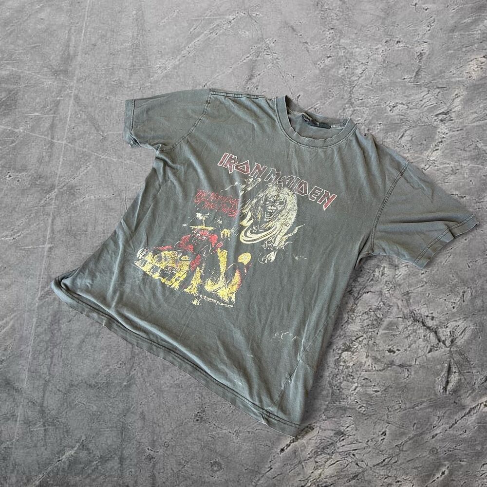 Iron Maiden 2000s thunder of the beast faded graphic band tee
